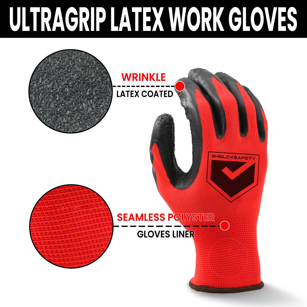 Work Gloves Latex Coated General Purpose Hand Protection Garden Mechanic 120 Pairs