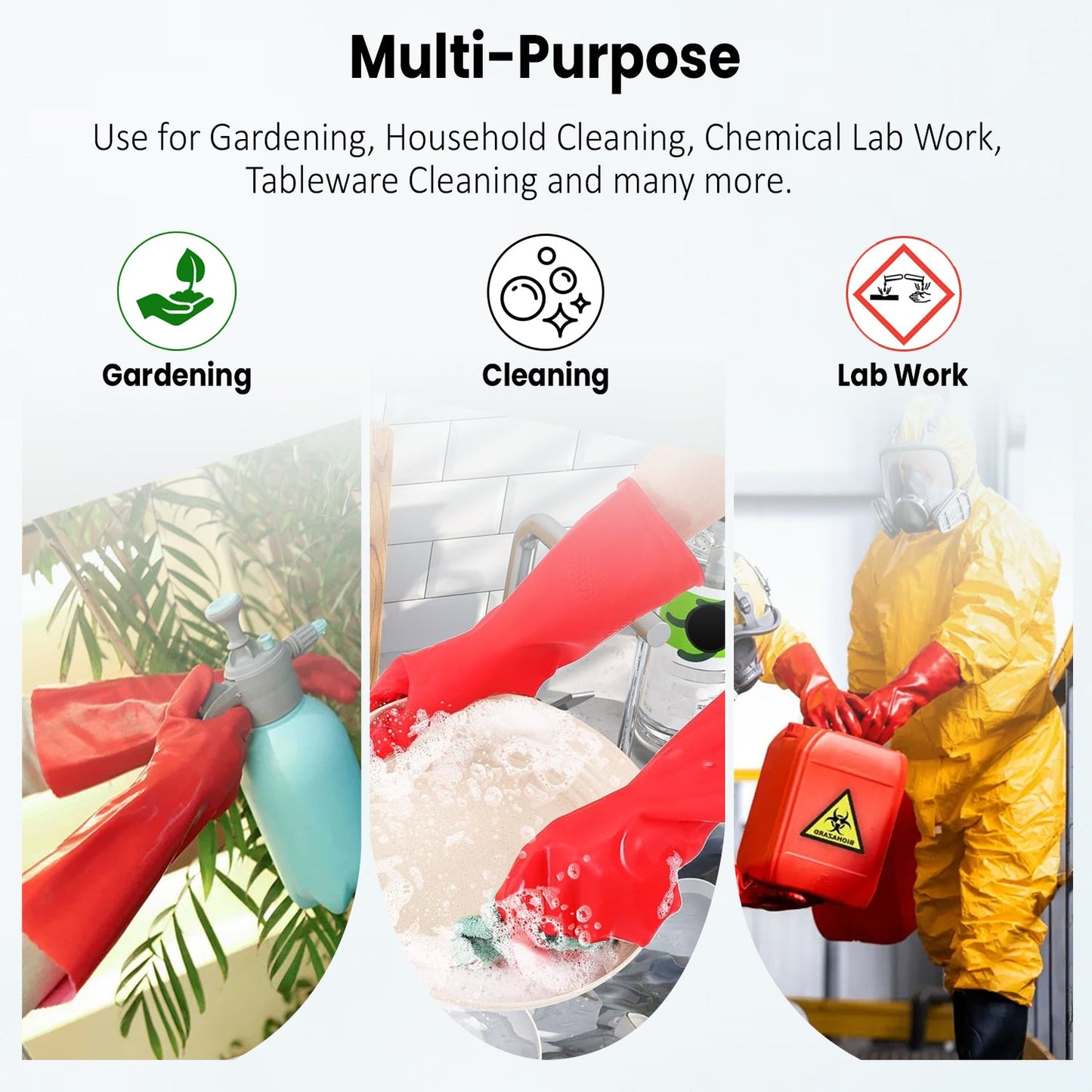 PVC Work Safety Glove Red 45cm Oil Chemical Resistant Dipped Durable Sanded