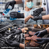 Black Nitrile Disposable Gloves – Powder Free, Latex Free, Heavy Duty Industrial & Food Safe Gloves 500 PCs