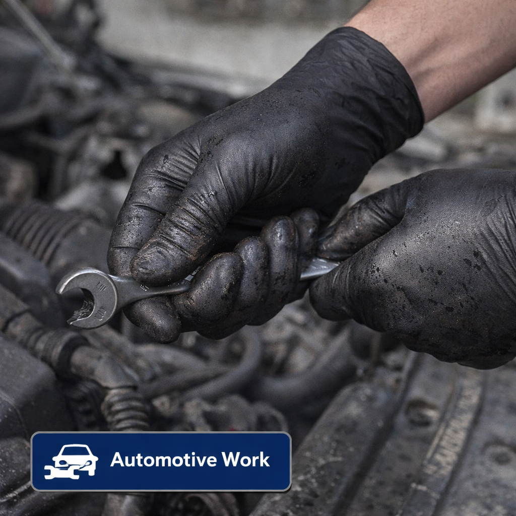 Black Nitrile Disposable Gloves – Powder Free, Latex Free, Heavy Duty Industrial & Food Safe Gloves 100 PCs