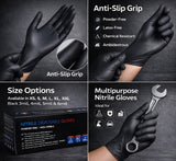 Black Nitrile Disposable Gloves – Powder Free, Latex Free, Heavy Duty Industrial & Food Safe Gloves 500 PCs